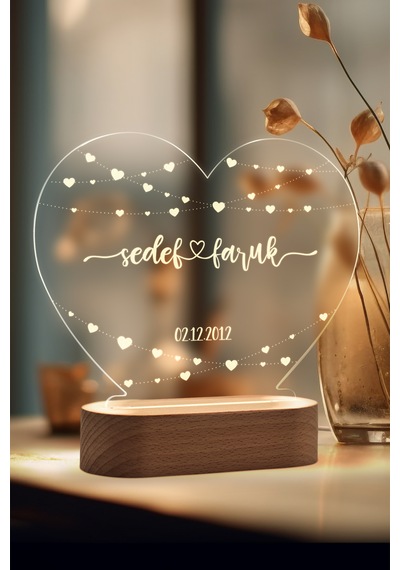 Çiftler İçin Minik Kalp Motifli Kişiye Özel Ledli Gece Lambası Masif Ahşap Tabanlı Usb Kablolu Pleksiglass Led Gece Lambası Çiftler İçin Minik Kalp Motifli Kişiye Özel Ledli Gece Lambası Masif Ahşap Tabanlı Usb Kablolu Pleksiglass Led Gece Lambası