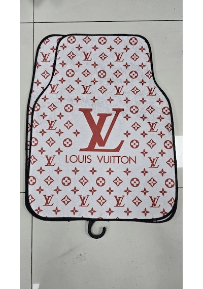 Lv Beyaz Kırmızı Desenli Desen Kaymaz Taban Dekoratif Oto Halı Paspas Üniversal Yıkanabilir Her Arac