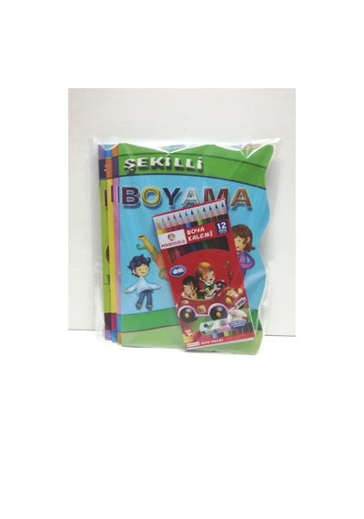 Boyama Seti 4 Kitap Ve 12 Renk Boyama Kalemi