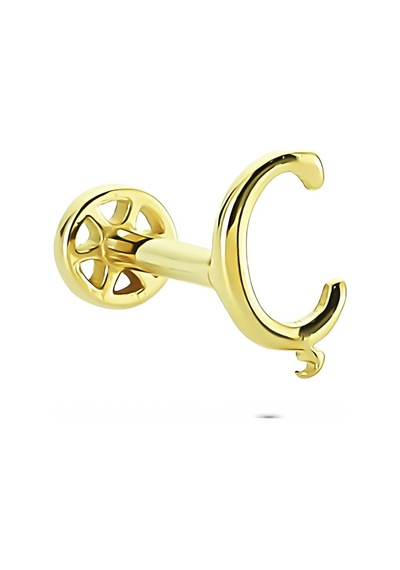 Glorria Altın Ç Harfi Tragus Piercing Sarı
