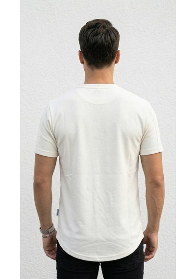Plus Scorpion Erkek Slim Fit Basic Tişört Esnek, Terletmeyen Pike Dokulu Kumaş Ekru