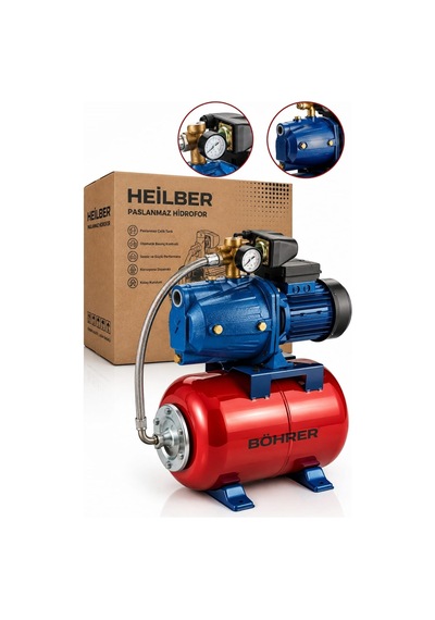 Heilber Ba0115368 Ba0115367 Jet750 Ah Otomatik Basınç Kontrollü Elektrikli Hidrofor Su Pompası 24 L Yatay