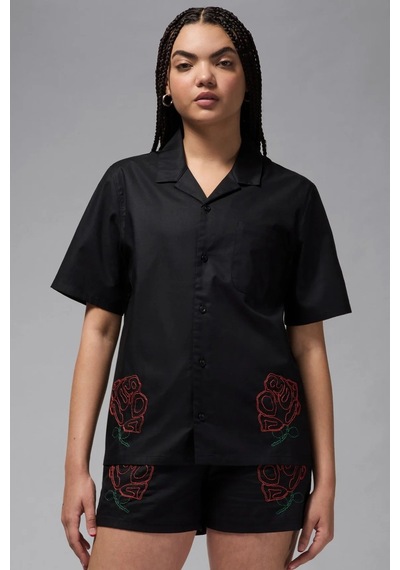 Nike Jordan Oversize Short Sleeve Top Black Oversize Kadın Gömlek Siyah Siyah