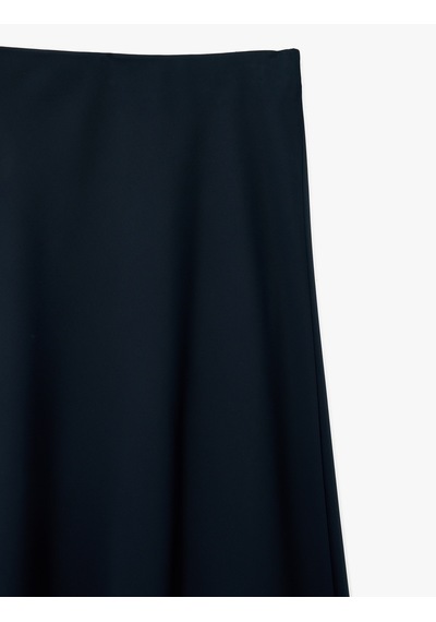 Koton Regular Fit Midi Boy Saten Kloş Etek Lacivert 6wak70042uw Lacivert