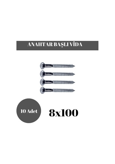 Trifon Vida 8x100 Mm Altı Köşe Anahtar Başlı Vida 10'lu Paket 8 x 100 MM