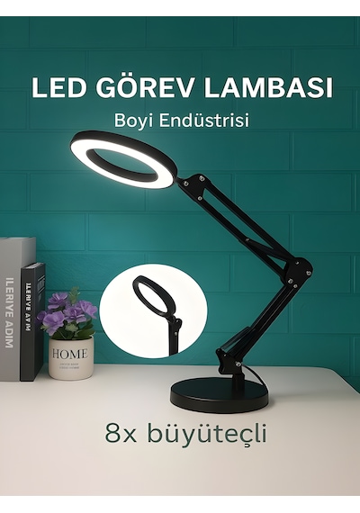 Katlanabilir Led Masa Lambası 3 Renk Modlu, Ayarlanabilir, Büyüteçli Güzellik Ve Bakım Işığı -