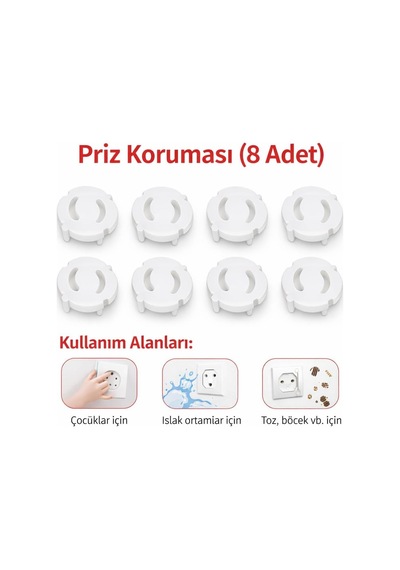 Çocuk Güvenlik Priz Koruyucu, 8 Adet Priz Tıkacı, Bebek Ve Çocuklar İçin Elektrik Prizi Koruma Kapağı, Beyaz, Koruyucu Tıkacı Seti
