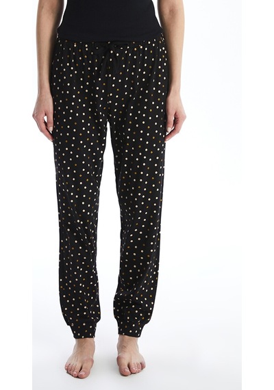 Lcw Dream Siyah Beli Lastikli Puantiyeli Kadın Jogger Pijama Alt
