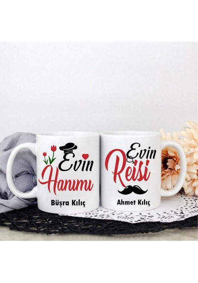Nilhediye Çiftlere Özel İsimli Kupa Bardak Evin Reisi Hanımı - 487102370