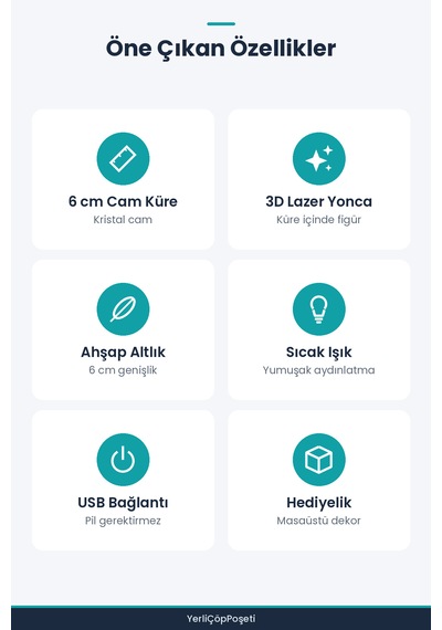 Yonca Desenli Işıklı Cam Küre Gece Lambası - Ahşap Altlıklı - Usb Şeffaf