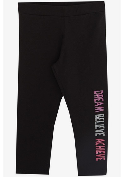 Breeze Kız Çocuk Kapri Taytlı Crop Takım Yazı Baskılı 8-12 Yaş, Neon Pembe Pembe