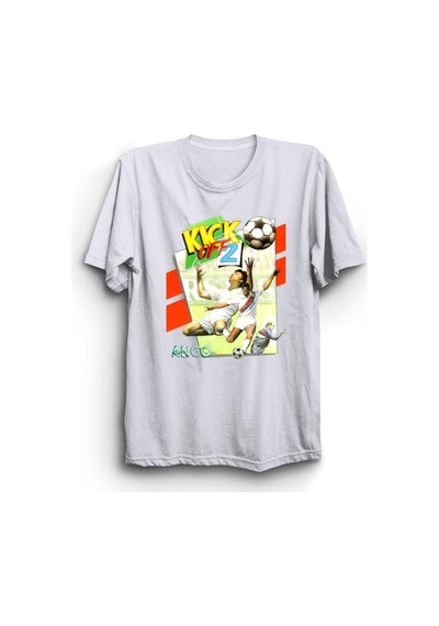 Beyaz Kick Off Oyun Baskılı Tshirt Beyaz