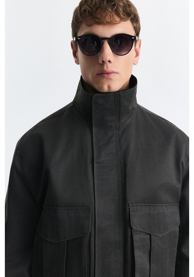 Antioch Crop Fit Dik Yaka Mont Siyah