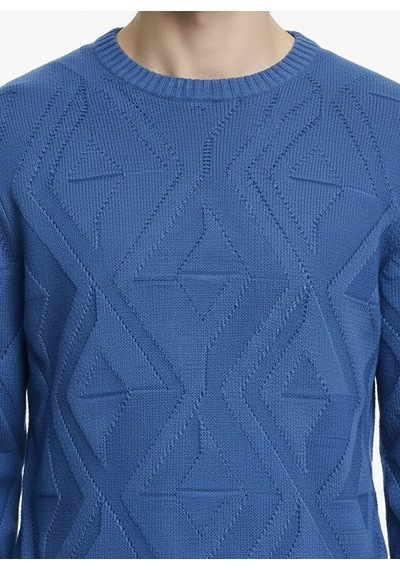 Alpha Studio Mavi Erkek Bisiklet Yaka Regular Fit Geometrik Desenli Kazak Au-3080c Crewneck Merıno Urban Knıt Alpha Studio Mavi Erkek Bisiklet Yaka Regular Fit Geometrik Desenli Kazak Au-3080c Crewneck Merıno Urban Knıt