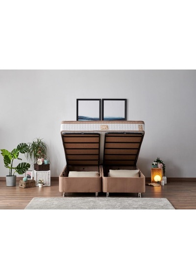Nironyatak Niron Latte 200X200 Cm Çift Kişilik Yatak Baza Başlık Seti - Sert