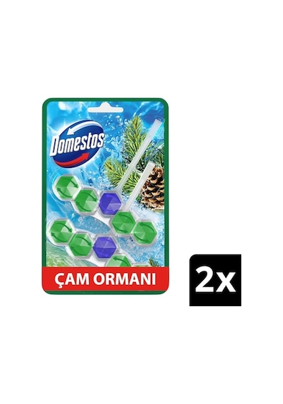 Domestos Wc Blok 5'li Güç Çam Ferahlığı 600 Sifona Kadar Güçlü Temizlik 110 Gr İkili Paket