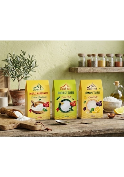Tuz 3 Lü Set İngiliz Karbonatı 200 Gr + İngiliz Tuzu Epsom 200 Gr + Limon Tuzu 200 Gr