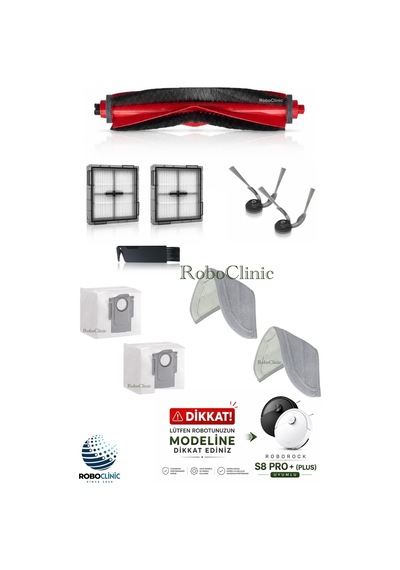 Roborock S8 Pro+ Plus Ultra Değil Uyumlu Yedek Toz Torbası, Fırça, Hepa Filtre, Mop-10 Parça