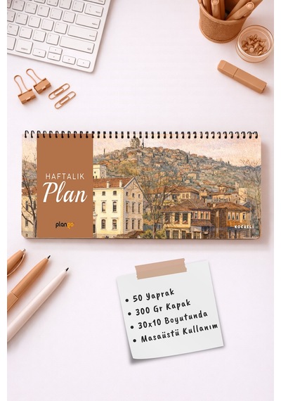 Tarihsiz Spiralli Haftalık Masaüstü Planlayıcı - Kocaeli - 10x30 Cm Plango Turkuaz
