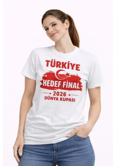 De'charme Türkiye Baskılı Tişört Ay Yıldız 2026 Dünya Kupası Taraftar Forma T-shirt - Beyaz