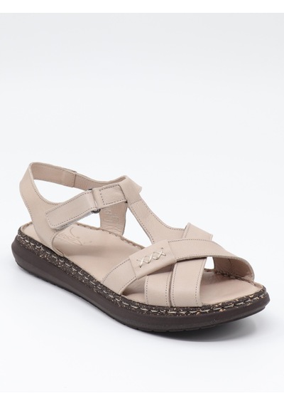 Nesilshoes Nesil Shoes Mns 372 Bej Hakiki Soft Deri Kadın Sandalet