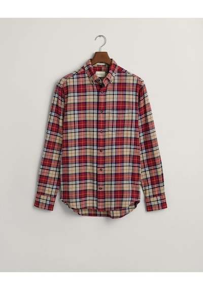 Gant Erkek Regular Fit Düğmeli Yaka Kareli Gömlek-bordo Bordo