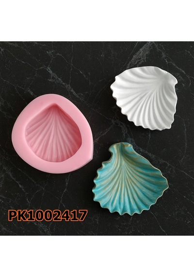 Pk1002417 - Silikon Kalıp Mum Kalıbı Deniz Kabuğu Yelpaze Form Sunumluk Renksiz