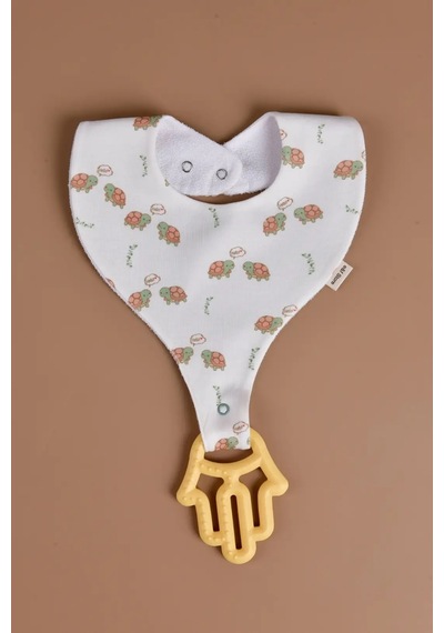 E&f Store Sıvı Geçirmez Emzik Tutucu Mama Önlüğü - Kaplumbağa Çok Renkli