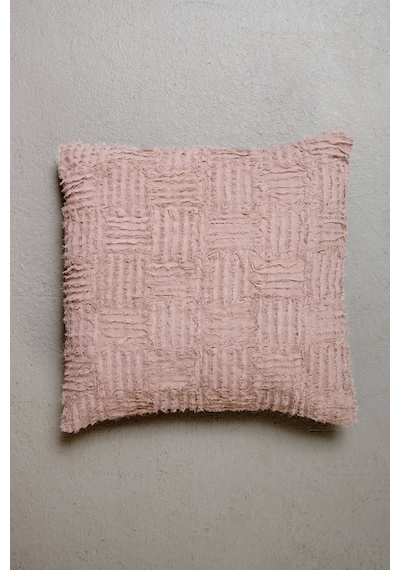 Peraluna Foam Pıllow Şifon Şerit Triko Yastık Kılıfı 45x45 Cm Pudra - Pudra