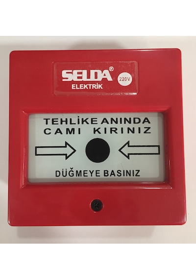 Selda Yangın İhbar İkaz Alarm Butonu (Kare) 220 Volt