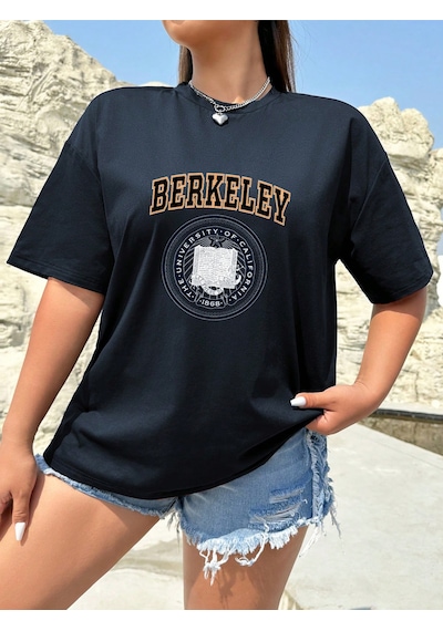 Uyguntarz Unisex Berkeley Baskılı T-shirt Lacivert