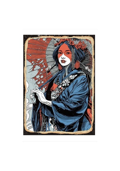 Bedeko Japon Samuray Kadın Mdf Poster