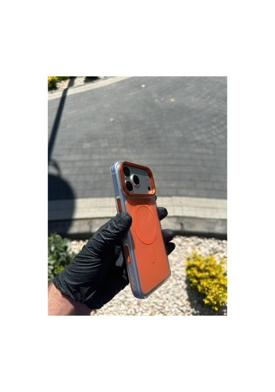 Metal Kamera Standlı Sert Mavi Şeffaf Kılıf Turuncu - 924133003 Turuncu