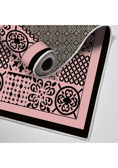 Dijital Kaymaz Yıkanabilir Banyo Mutfak Salon Paspas Halısı Trend Modern Al4008 Pembe