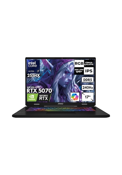 MSI Crosshair 17HX AI D2XWGKG-018XTRHMF8 Ultra 7-255HX 40 GB 2 TB SSD RTX5070 17" Dos Dizüstü Bilgisayar