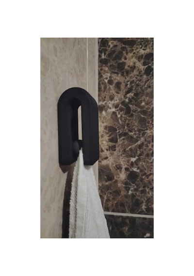 2 Li 3d Baskı Modern Siyah Havlu Askısı Dayanıklı Banyo,mutfak Havluluk-duvar Tipi Kaymaz Siyah