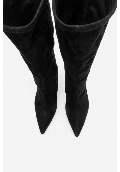 Luvi Shoes Dorado Siyah Süet Kadın Topuklu Çizme