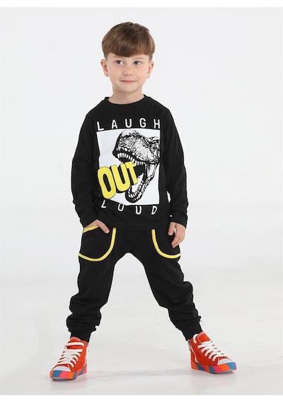 Out Dino Siyah Baggy Pantolon + T-shirt Takım-siyah Siyah
