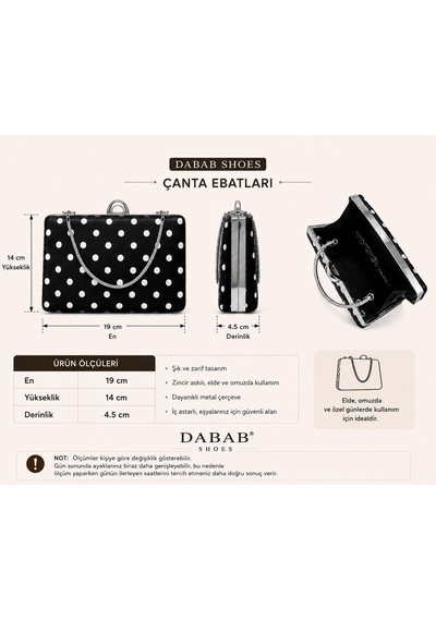Dabab Shoes Penelop Kadın Siyah Saten Puantiyeli Fiyonk Detaylı Tokalı Mary Jane Babet Ayakkabı Ve Zincirli Çanta Seti
