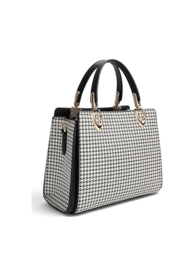 Silver & Polo Silver Polo Siyah - Siyah Kaz Ayağı Ekose Kadın El Çantası Sp1133
