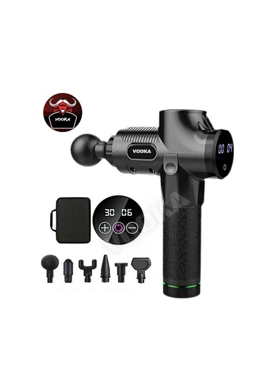 Profesyonel Masaj Tabancası 6 Başlıklı Lcd Ekranlı Şarjlı Güçlü Speed Masaj Cihazı Çantalı Karışık