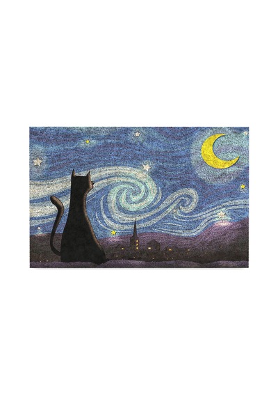 Kedi Köpek Komik Tasarımlı Dekoratif Kapı Önü Paspas, Dış Mekan/ev İçi/banyo/mutfak/yatak Odası/giriş Paspasları Gece Kedi, 45x70 Sku: Zeusb0b5h9zj93 11ypycoco