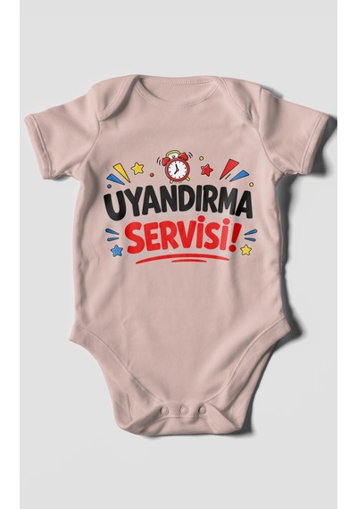Morivokids Uyandırma Servisi Kısa Kollu Bebek Body %100 Pamuk Pastel Pembe