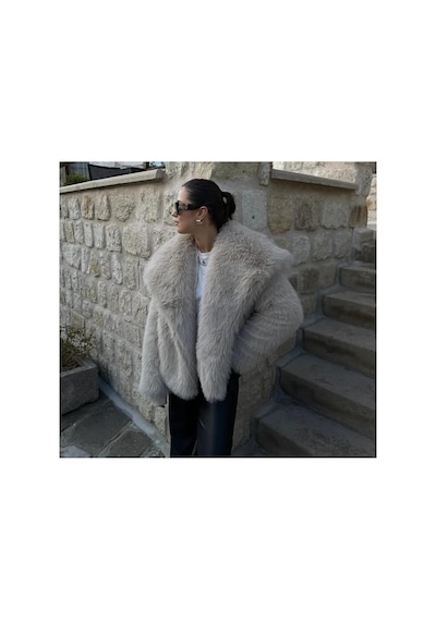 Zaya Collection Premium Suni Lolita Kürk Mont Bej