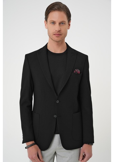 Efor Slim Fit Mono Yaka Torba Cep Çift Yırtmaçlı Casual Siyah Ceket C 711 Siyah Efor Slim Fit Mono Yaka Torba Cep Çift Yırtmaçlı Casual Siyah Ceket C 711 Siyah