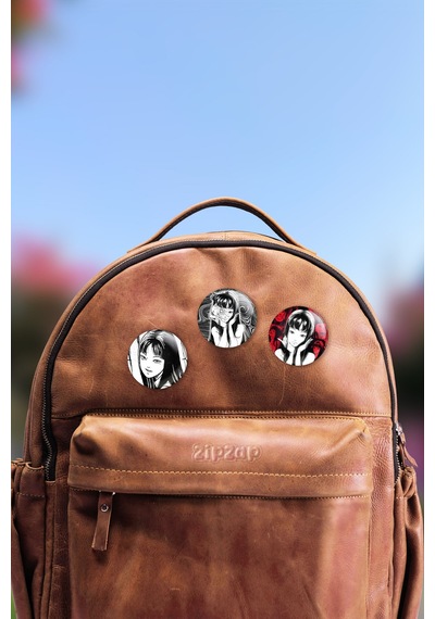 Junji İto Tomie Anime Manga Çanta Süsü İğneli Buton Rozet Seti 3 Adet Üçlü