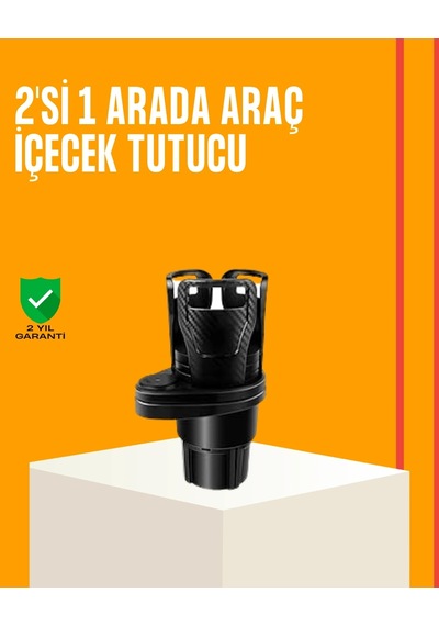 Buğz Oto Bardak Tutucu 360 Döner Çift Bölmeli Karbon Fiber Tasarım