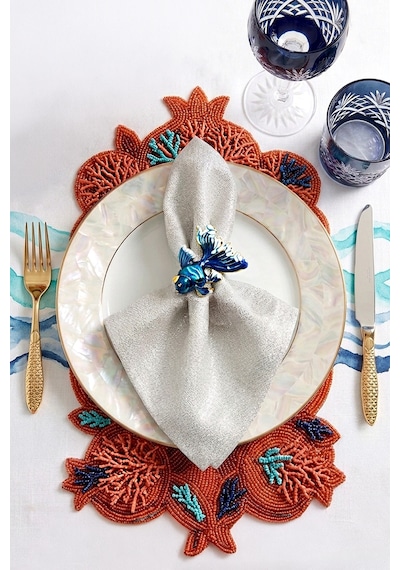 12'li Balık Metal Gold Peçete Yüzüğü-napkin Ring Peçete Tutucu Altın