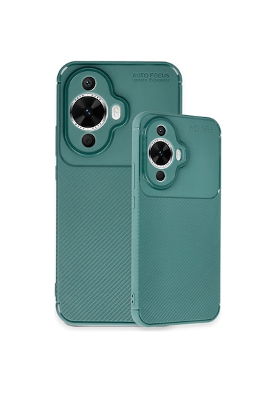 Huawei Nova 12s Uyumlu Kılıf Auto Focus Karbon Kapak - Koyu Yeşil