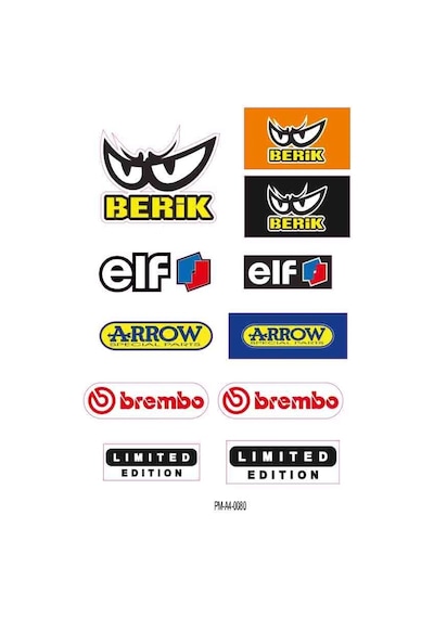 Motosiklet Sponsor Berik-elf Tasarım A4 Çoklu Sticker Seti Diğer